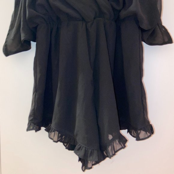 Off The Shoulder Romper | Black - Picture 2 of 3